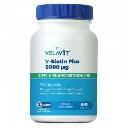Velavit V-Biotin Plus 5000mcg Takviye Edici Gıda 60 Tablet